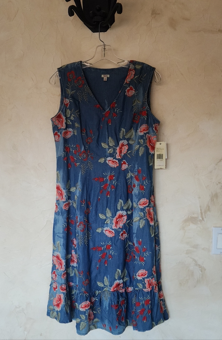 Reba Blue Floral V-Neck Midi Dress - Picture 3 of 7